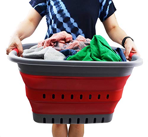 SAMMART 37L (9.77 gallon) Collapsible Plastic Laundry Basket - Foldable Pop Up Storage Container/Organizer - Space Saving Hamper/Basket