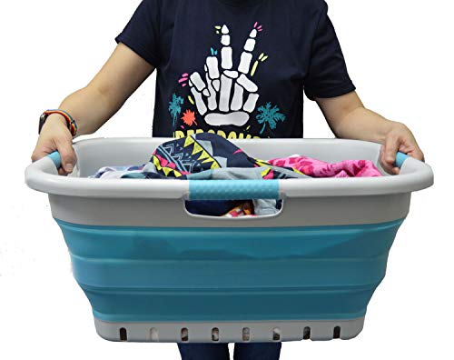 SAMMART 41L (10.8 gallon) Collapsible Plastic Laundry Basket - Foldable Pop Up Storage Container/Organizer - Portable Washing Tub - Space Saving Hamper/Basket