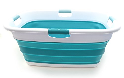 SAMMART 49L(12.9 gallon) Collapsible 4 Handled Laundry Basket-Foldable Storage Container-Portable Washing Bin-Space Saving-Pet Bath Tub,Water capacity 37L(9.7 gallon)