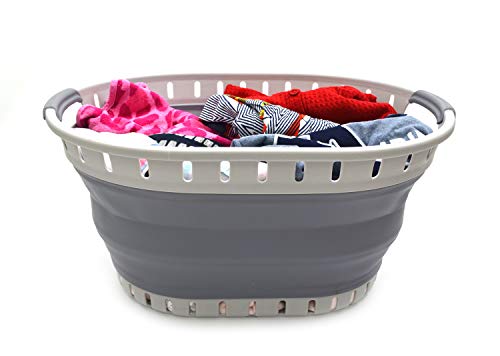 SAMMART 25L (6.6 gallon) Collapsible Plastic Laundry Basket - Foldable Pop Up Storage Container/Organizer - Portable Shopping Basket - Space Saving Hamper