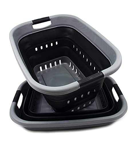 SAMMART 37L (9.77 gallon) Collapsible Plastic Laundry Basket - Foldable Pop Up Storage Container/Organizer - Portable Washing Tub - Space Saving Hamper/Basket