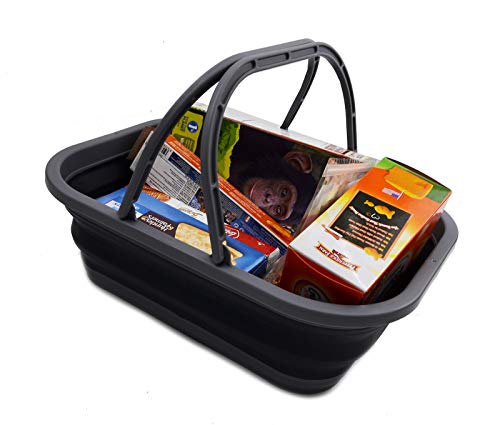 SAMMART 12L (3.17 Gallon) Collapsible Tub with Handle - Portable Outdoor Picnic Basket/Crater - Foldable Shopping Bag - Space Saving Storage Container