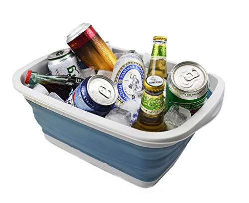 SAMMART 10L (2.6 Gallon) Collapsible Tub-Foldable Dish Tub-Portable Washing Basin-Space Saving Plastic Washtub