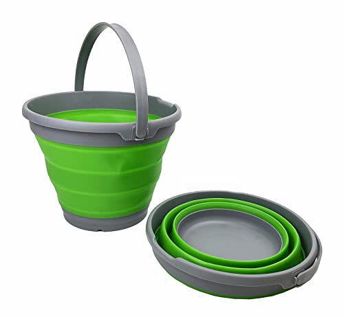 SAMMART 10L (2.6 gallons) Collapsible Plastic Bucket -Portable Round Tub with Handle- Foldable Fishing Water Pail - Space Saving Pop Up