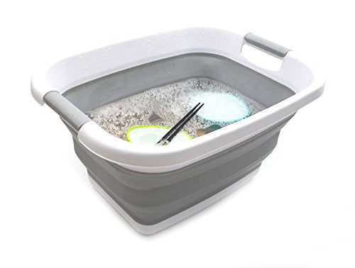 SAMMART Set of 2-21L(5.5 gallon) Collapsible Laundry Basket/Tub-Foldable Storage Container-Portable Washing Bin - Space Saving Hamper, Water capacity: 17L (4.4 gallon)