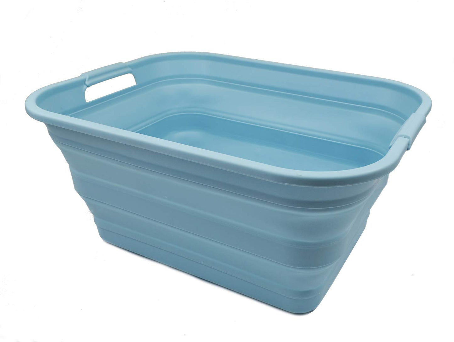 SAMMART 42L (11 Gallon) Collapsible Plastic Laundry Basket-Foldable Pop Up Storage Container/Organizer-Portable Washing Tub-Space Saving Basket, Water Capacity 34L(9 Gallon)