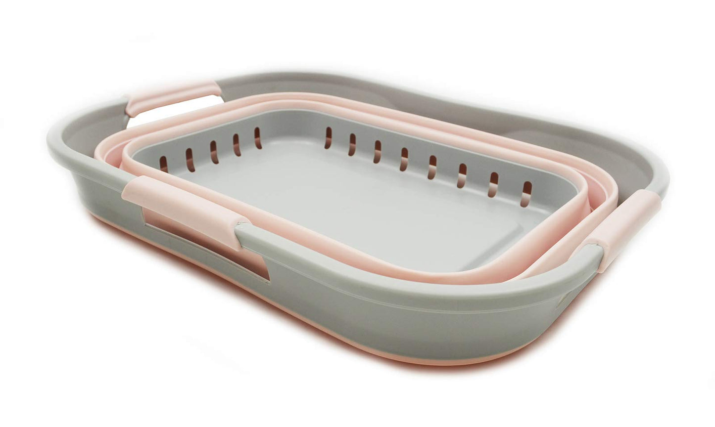 SAMMART 19L (5 Gallon) Collapsible Super Mini 3 Handled Plastic Laundry Basket - Foldable Pop Up Storage Container/Organizer - Space Saving Hamper/Basket