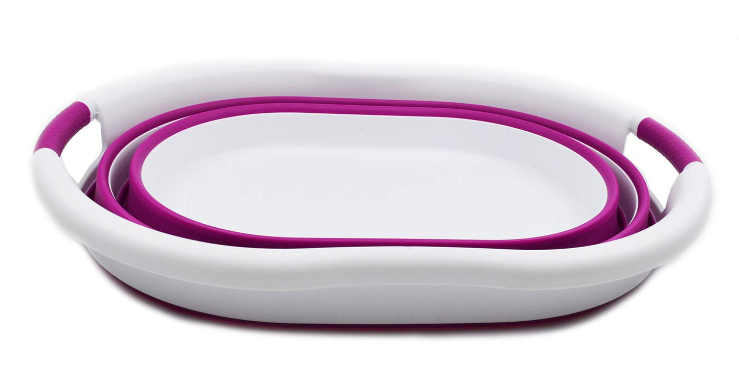 SAMMART 36L (9.5 gallon) Collapsible Plastic Laundry Basket - Oval Tub/Basket - Foldable Storage Container/Organizer - Portable Washing Tub - Space Saving Laundry Hamper, Water Capacity: 28L (7.4 gallon)