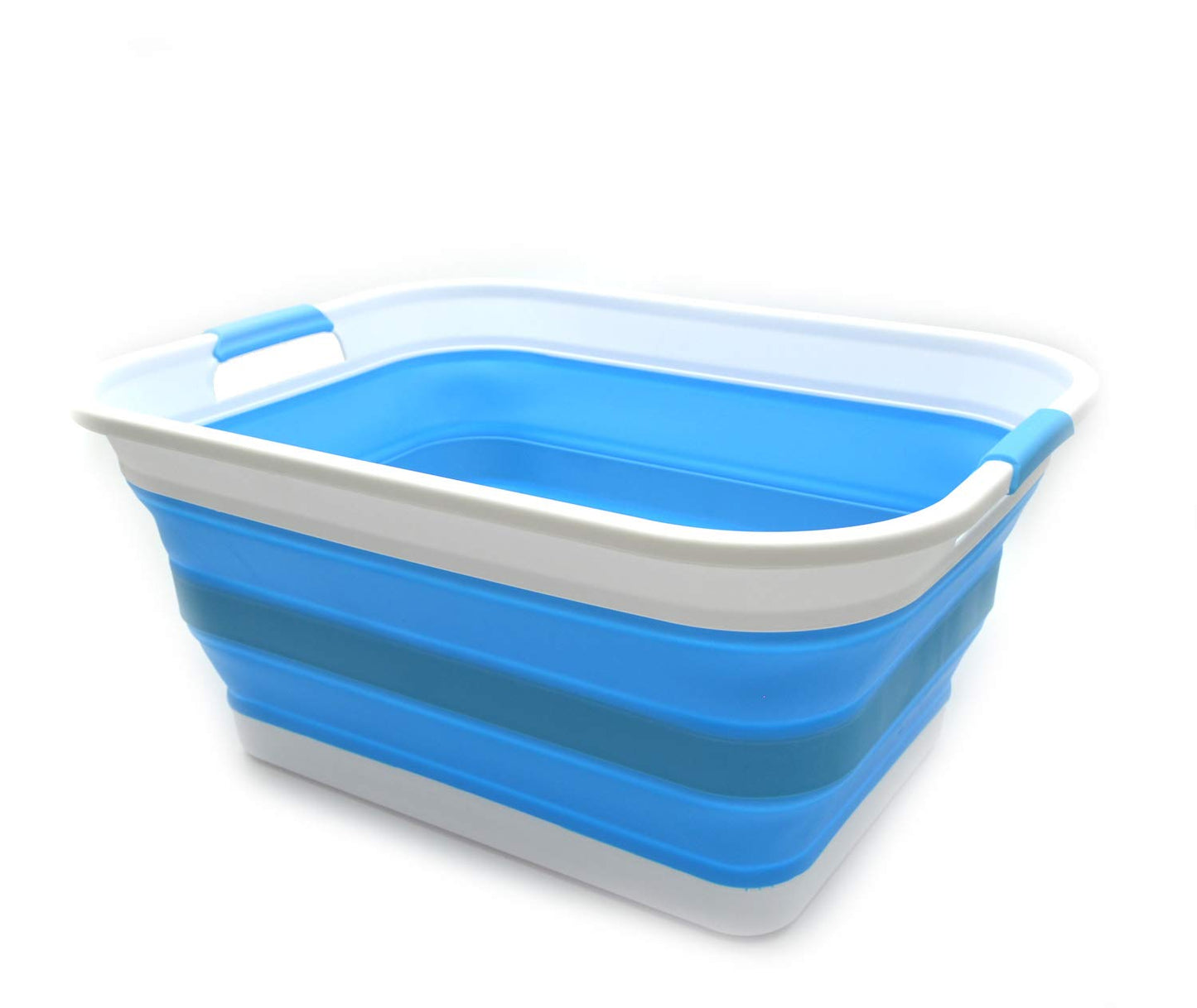 SAMMART 42L (11 Gallon) Collapsible Plastic Laundry Basket-Foldable Pop Up Storage Container/Organizer-Portable Washing Tub-Space Saving Basket, Water Capacity 34L(9 Gallon)