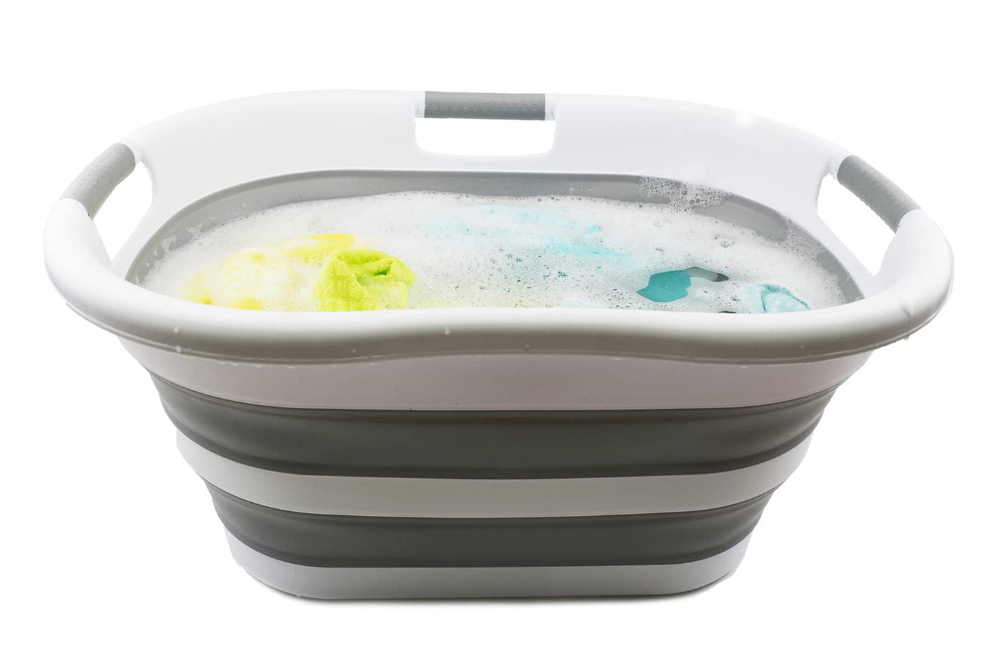 SAMMART 40L (10.5 gallon) Collapsible Plastic Laundry Basket - Foldable Pop Up Storage Container/Organizer - Portable Washing Tub - Space Saving Hamper/Basket