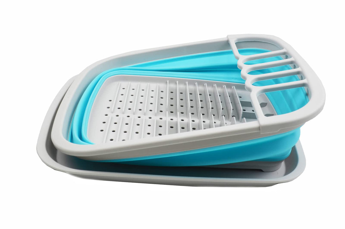 SAMMART 8L (2.11Gallons) Collapsible Dish Drainer with Drainer Board - Foldable Drying Rack Set - Portable Dinnerware Organizer - Space Saving Kitchen Storage Tray
