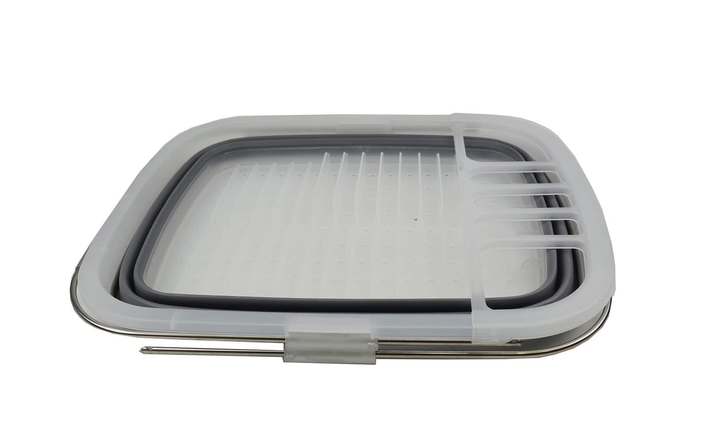 SAMMART 8L (2.11Gallons) Expandable Collapsible Dish Drainer - Foldable Drying Rack - Portable Dinnerware Organizer - Space Saving Kitchen Storage Tray