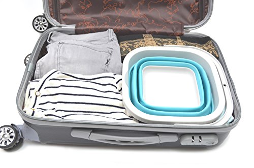 SAMMART 2.6L (0.68 Gallon) Super Mini Sqare Collapsible Plastic Bucket - Foldable Square Tub - Portable Fishing Water Pail - Space Saving Outdoor Waterpot