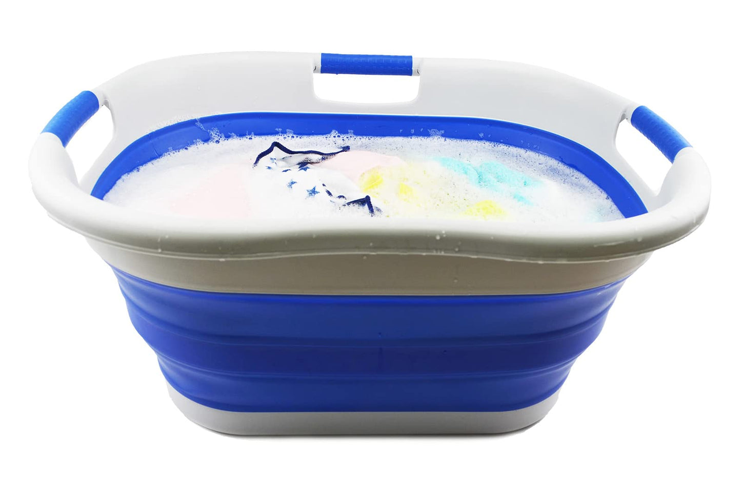 SAMMART 40L (10.5 gallon) Collapsible Plastic Laundry Basket - Foldable Pop Up Storage Container/Organizer - Portable Washing Tub - Space Saving Hamper/Basket