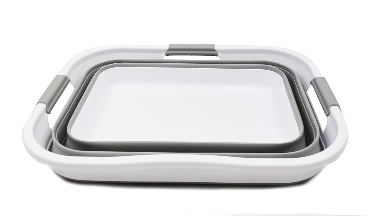 SAMMART 29L(7.6 gallon) Collapsible Plastic Laundry Basket - Foldable Pop Up Storage Container/Organizer - Portable Washing Tub - Space Saving Hamper/Basket - Water Capacity 24L(6.3 gallon)