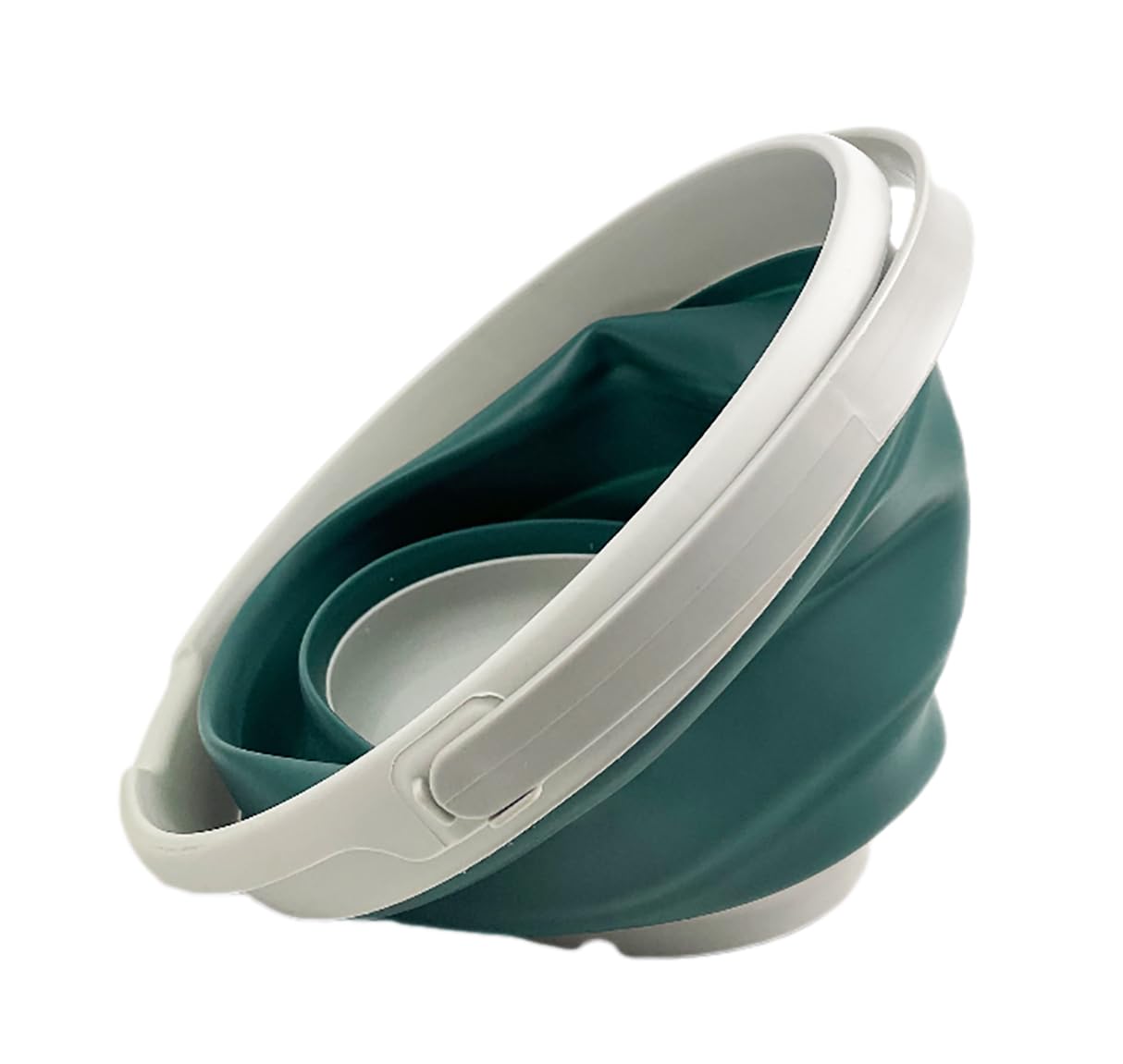 SAMMART Collapsible Plastic Bucket - Foldable Round Tub with Handle - Pop Up Saving (Grey/Jade Crystal, 10L)