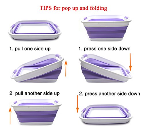SAMMART Set of 4 Collapsible Plastic Laundry Basket Set - Foldable Pop Up Storage Container/Organizer - Portable Washing Tub - Space Saving Hamper/Basket (4, Lt. Purple)