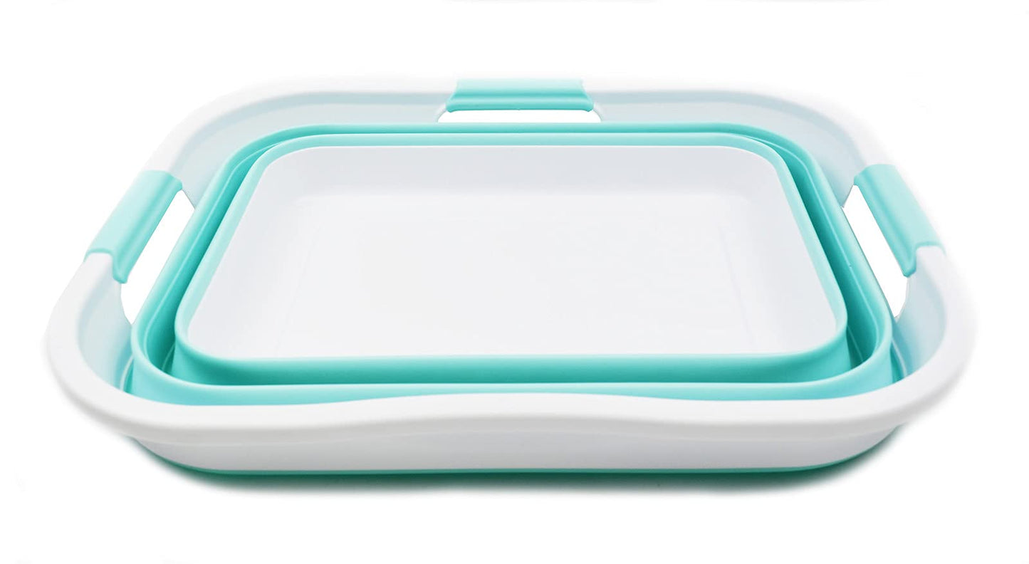 SAMMART 29L(7.6 gallon) Collapsible Plastic Laundry Basket - Foldable Pop Up Storage Container/Organizer - Portable Washing Tub - Space Saving Hamper/Basket - Water Capacity 24L(6.3 gallon)