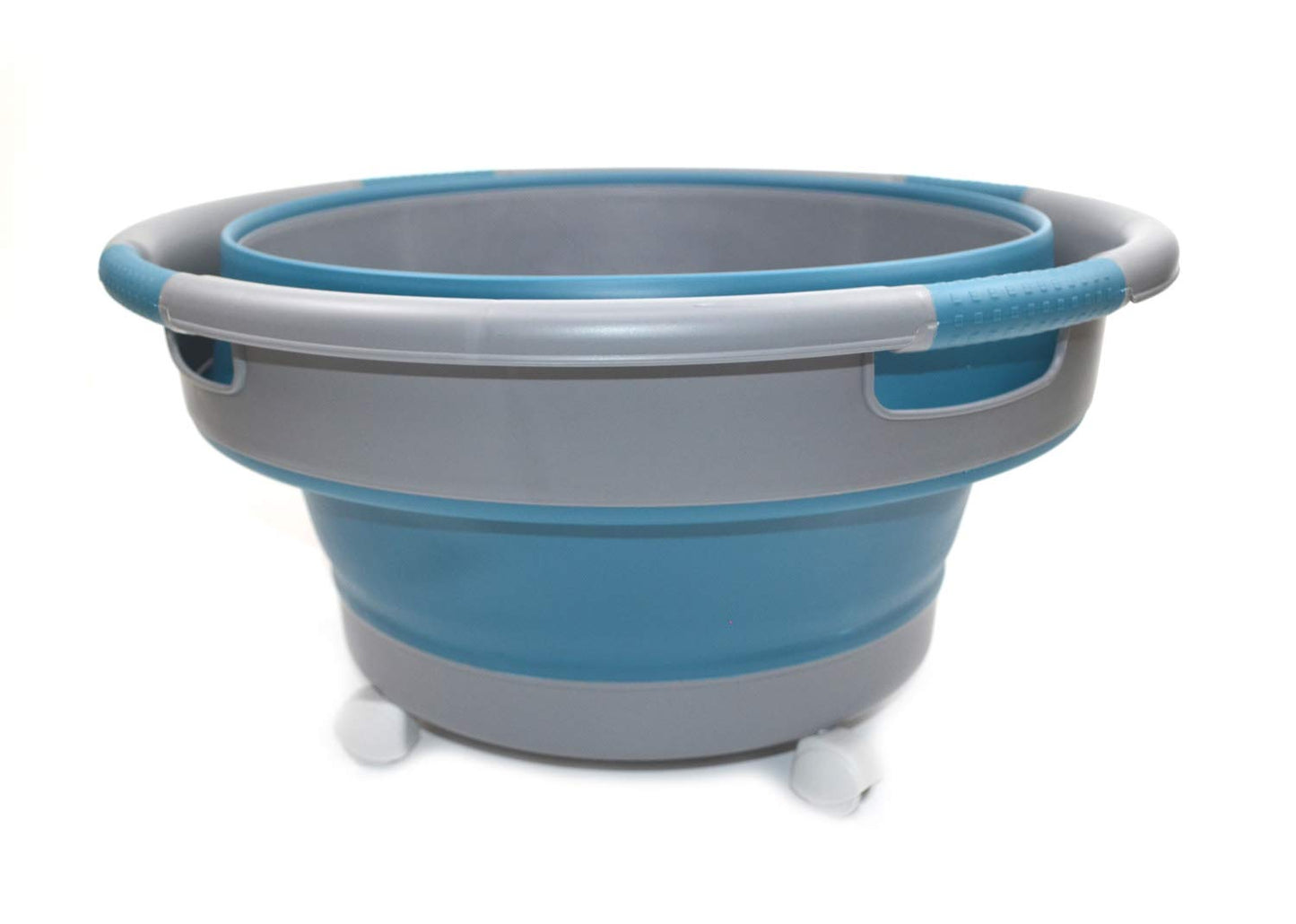 SAMMART Collapsible Laundry Basket with wheels - Foldable Pop Up Storage Container/Organizer with wheels - Portable Washing Tub - Space Saving Hamper/Basket with wheels