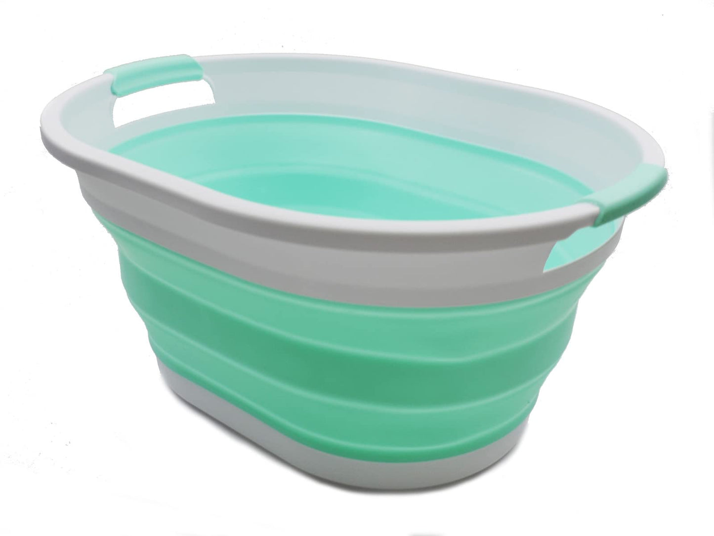 SAMMART 32L (8.4 Gallon) Collapsible Plastic Laundry Basket - Foldable Pop Up Storage Container/Organizer - Portable Washing Tub - Space Saving Hamper, Water Capacity: 24L