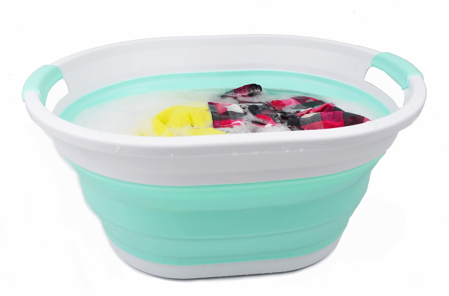 SAMMART 32L (8.4 Gallon) Collapsible Plastic Laundry Basket - Foldable Pop Up Storage Container/Organizer - Portable Washing Tub - Space Saving Hamper, Water Capacity: 24L