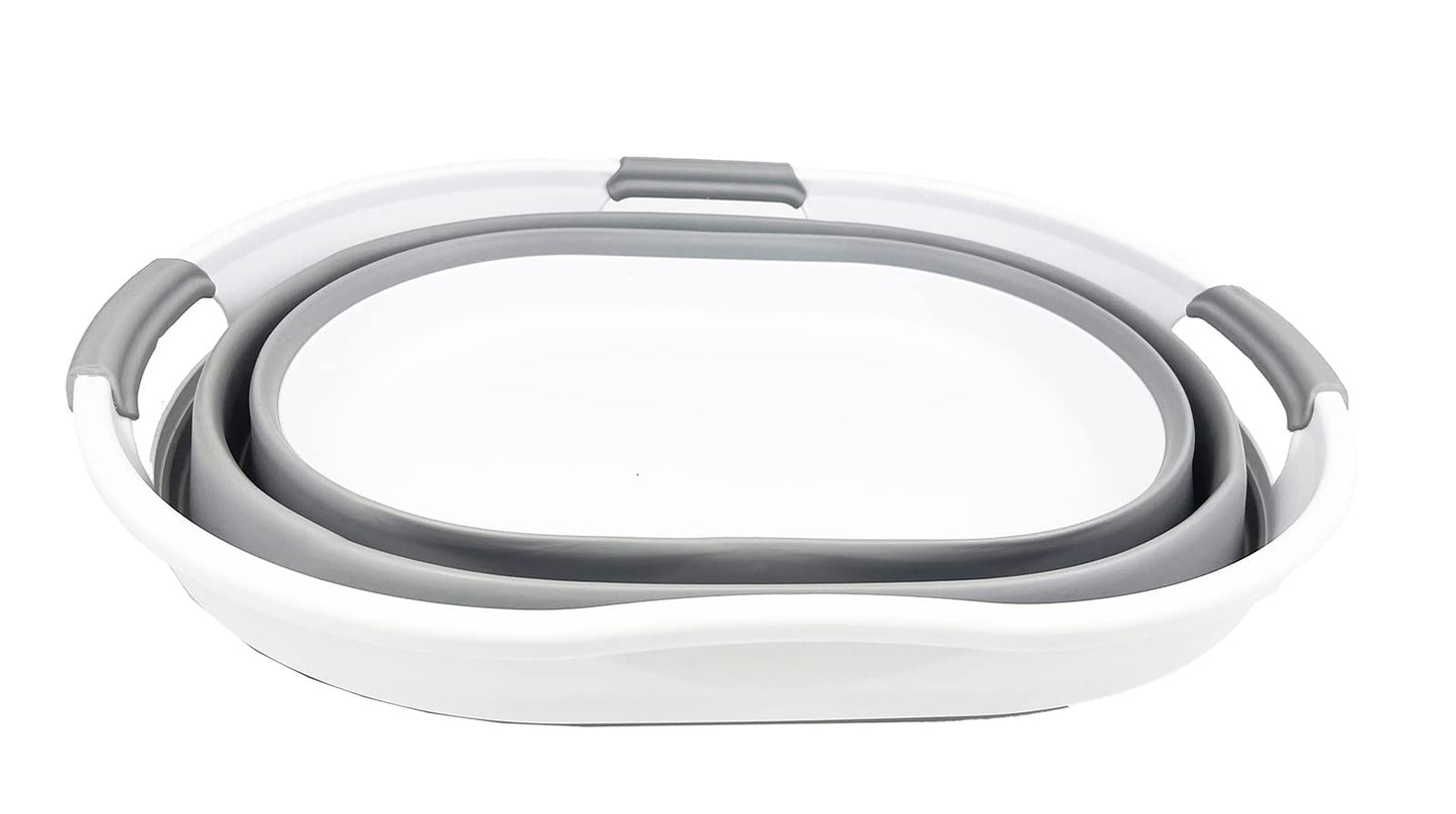 Collpasible Laundry Basket (25L Collapsible Laundry Basket (White/Grey))