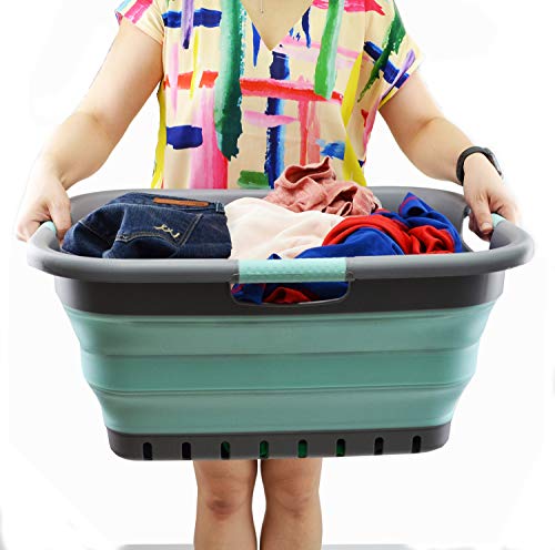 SAMMART 41L (10.8 gallon) Collapsible Plastic Laundry Basket - Foldable Pop Up Storage Container/Organizer - Portable Washing Tub - Space Saving Hamper/Basket