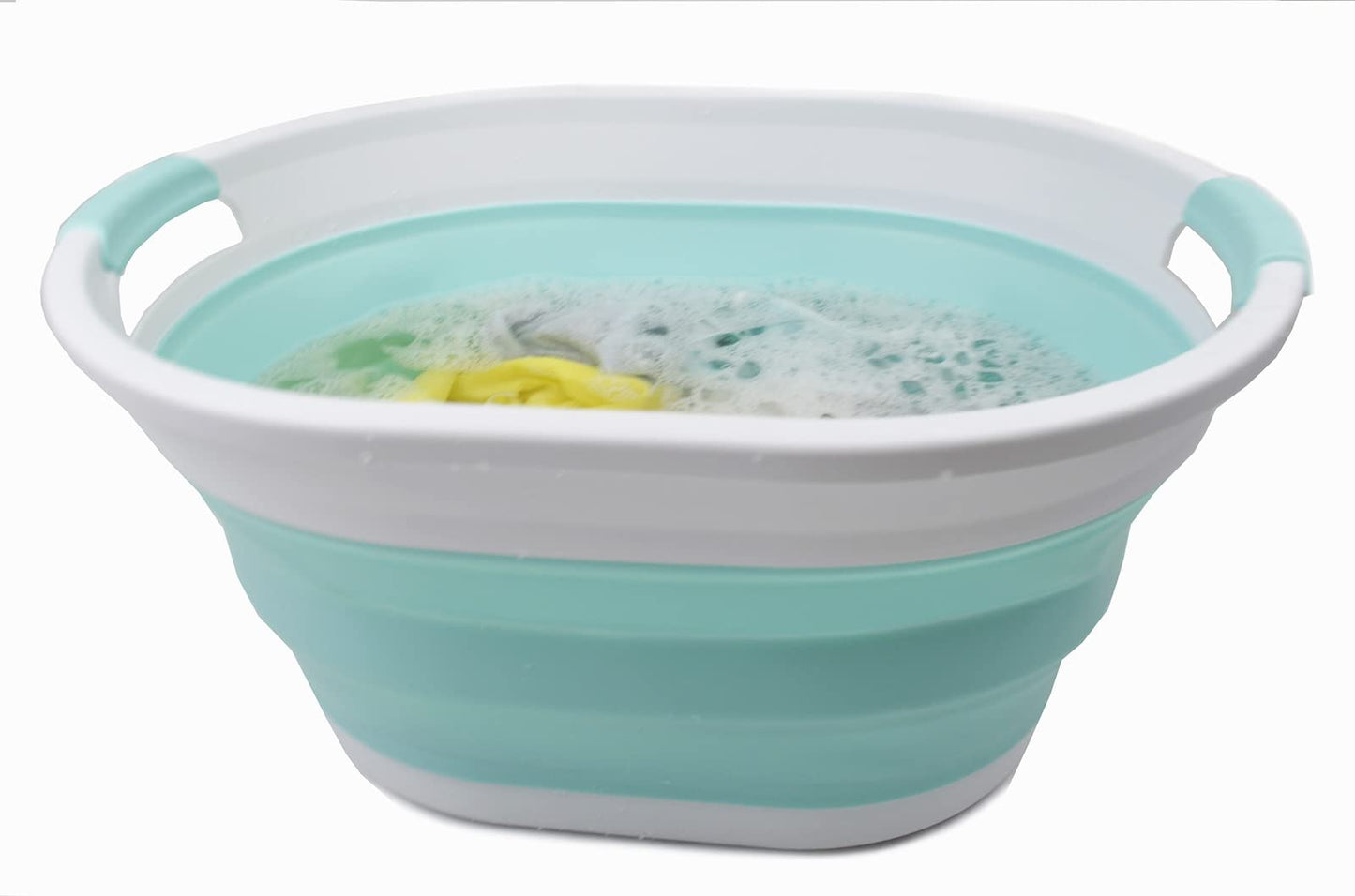 SAMMART 32L (8.4 Gallon) Collapsible Plastic Laundry Basket - Foldable Pop Up Storage Container/Organizer - Portable Washing Tub - Space Saving Hamper, Water Capacity: 24L