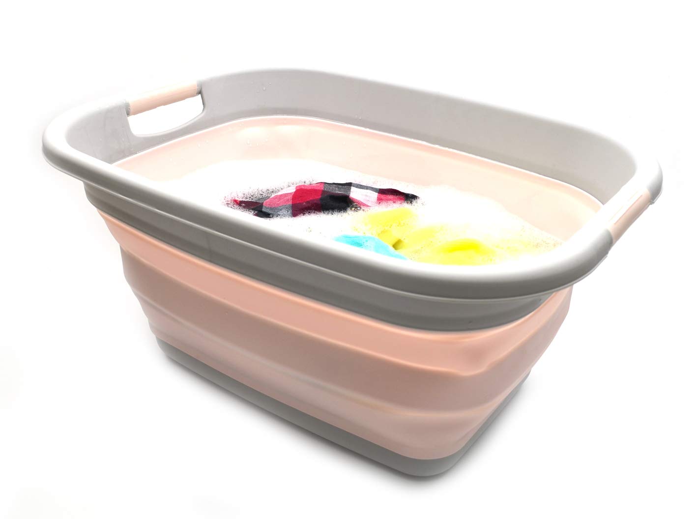 SAMMART 31L (8.1 gallon) Collapsible Plastic Laundry Basket-Pop Up Storage Container - Portable Washing Tub - Space Saving Hamper/Basket, Water capacity: 23L (6 gallon)