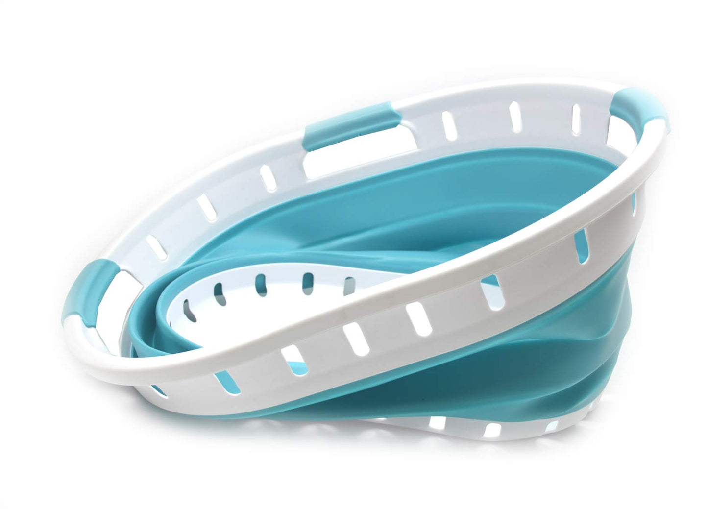 SAMMART 36L (9.5 gallon) Collapsible 3 handled Plastic Laundry Basket - Portable Oval Basket - Foldable Storage Container/Organizer - Space Saving Laundry Hamper