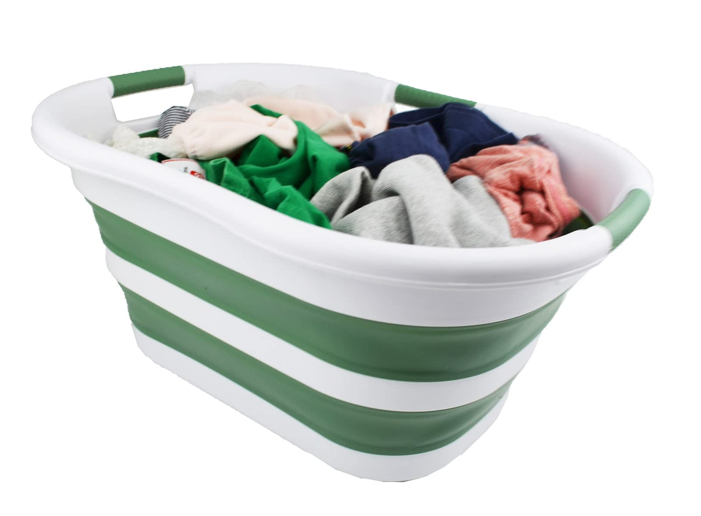SAMMART 40L (10.5 gallon) Collapsible Plastic Laundry Basket - Foldable Pop Up Storage Container/Organizer - Portable Washing Tub - Space Saving Hamper/Basket