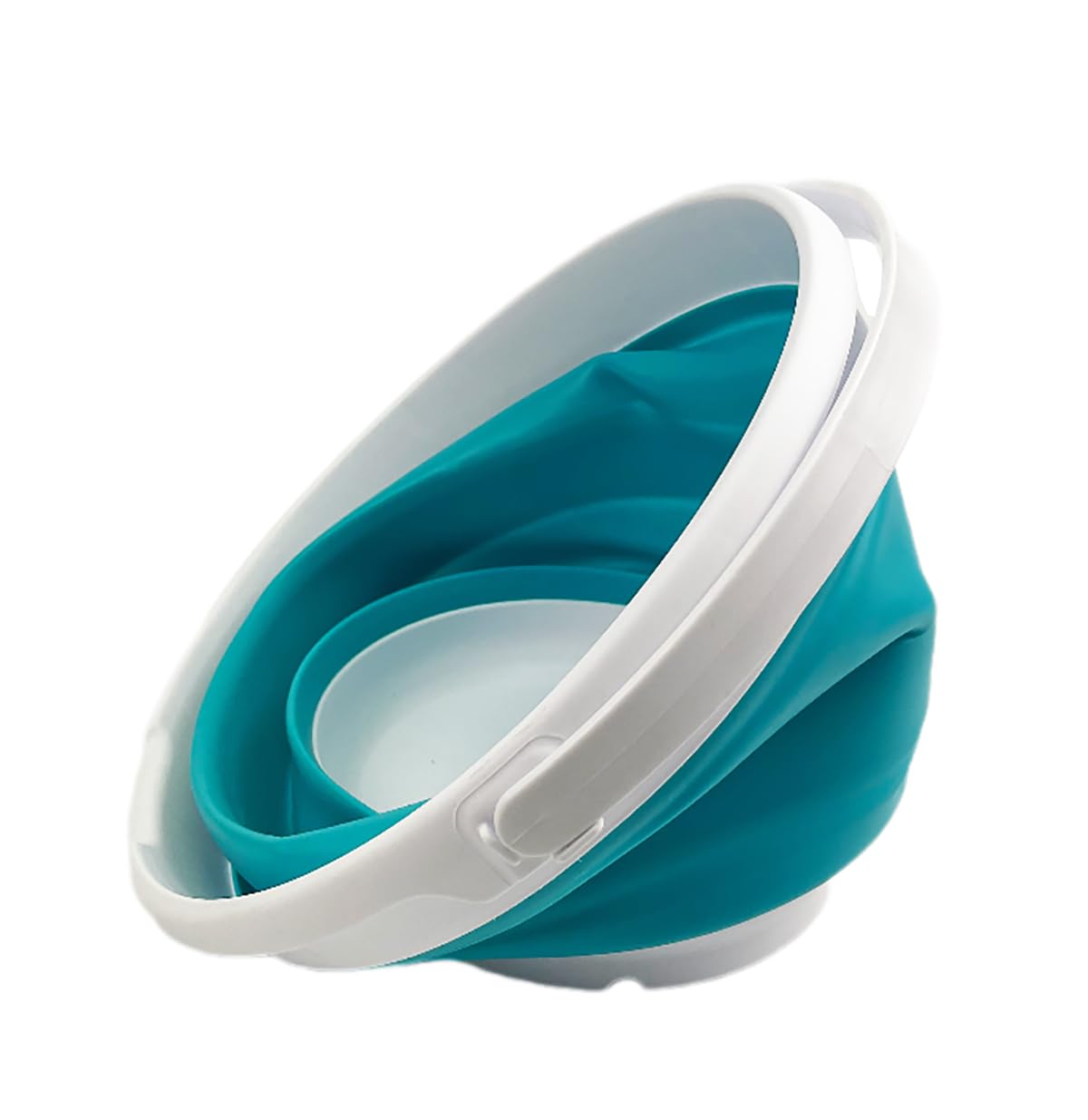 SAMMART Collapsible Plastic Bucket - Foldable Round Tub with Handle - Pop Up Saving (White/Ceramic Blue, 10L)