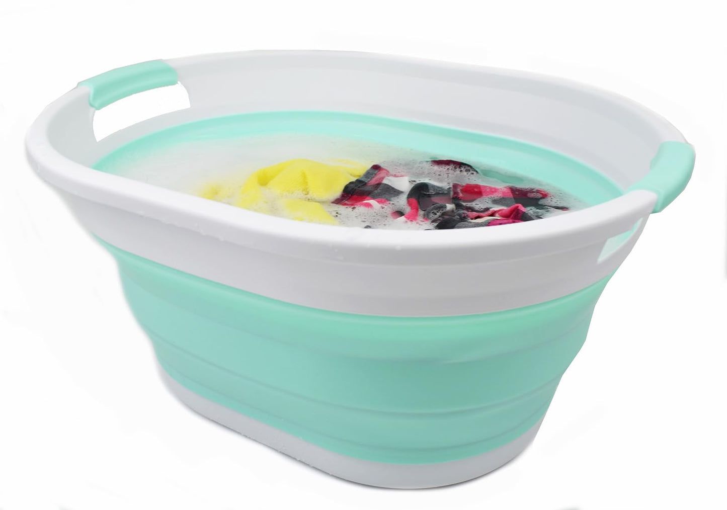 SAMMART 32L (8.4 Gallon) Collapsible Plastic Laundry Basket - Foldable Pop Up Storage Container/Organizer - Portable Washing Tub - Space Saving Hamper, Water Capacity: 24L