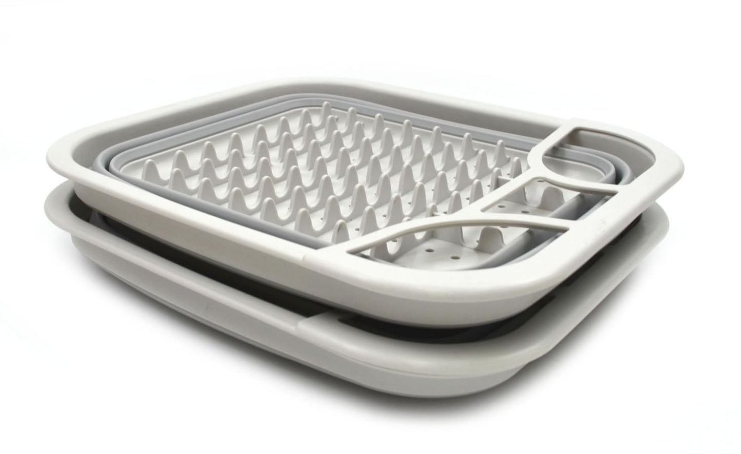 SAMMART Collapsible Dish Drainer with Drainer Board - Foldable Drying Rack Set - Portable Dinnerware Organizer - Space Saving Kitchen Storage Tray