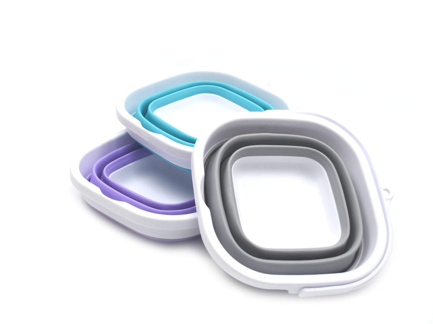 SAMMART Set of 3 Super Mini Sqare Collapsible Plastic Bucket - Foldable Square Tub - Portable Fishing Water Pail - Space Saving Outdoor Waterpot