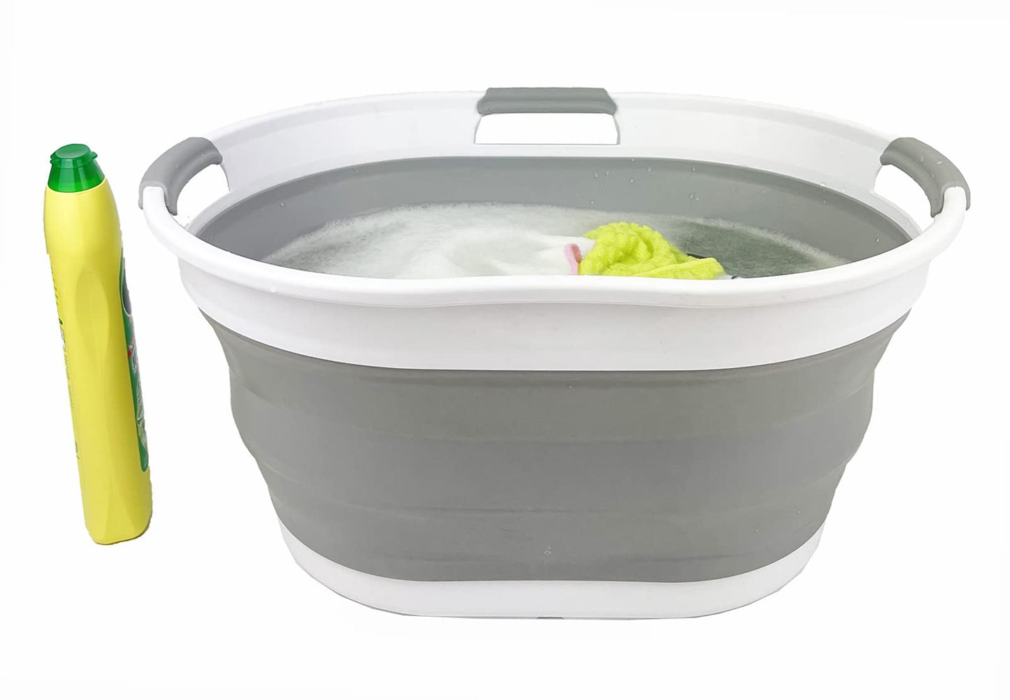 Collpasible Laundry Basket (25L Collapsible Laundry Basket (White/Grey))