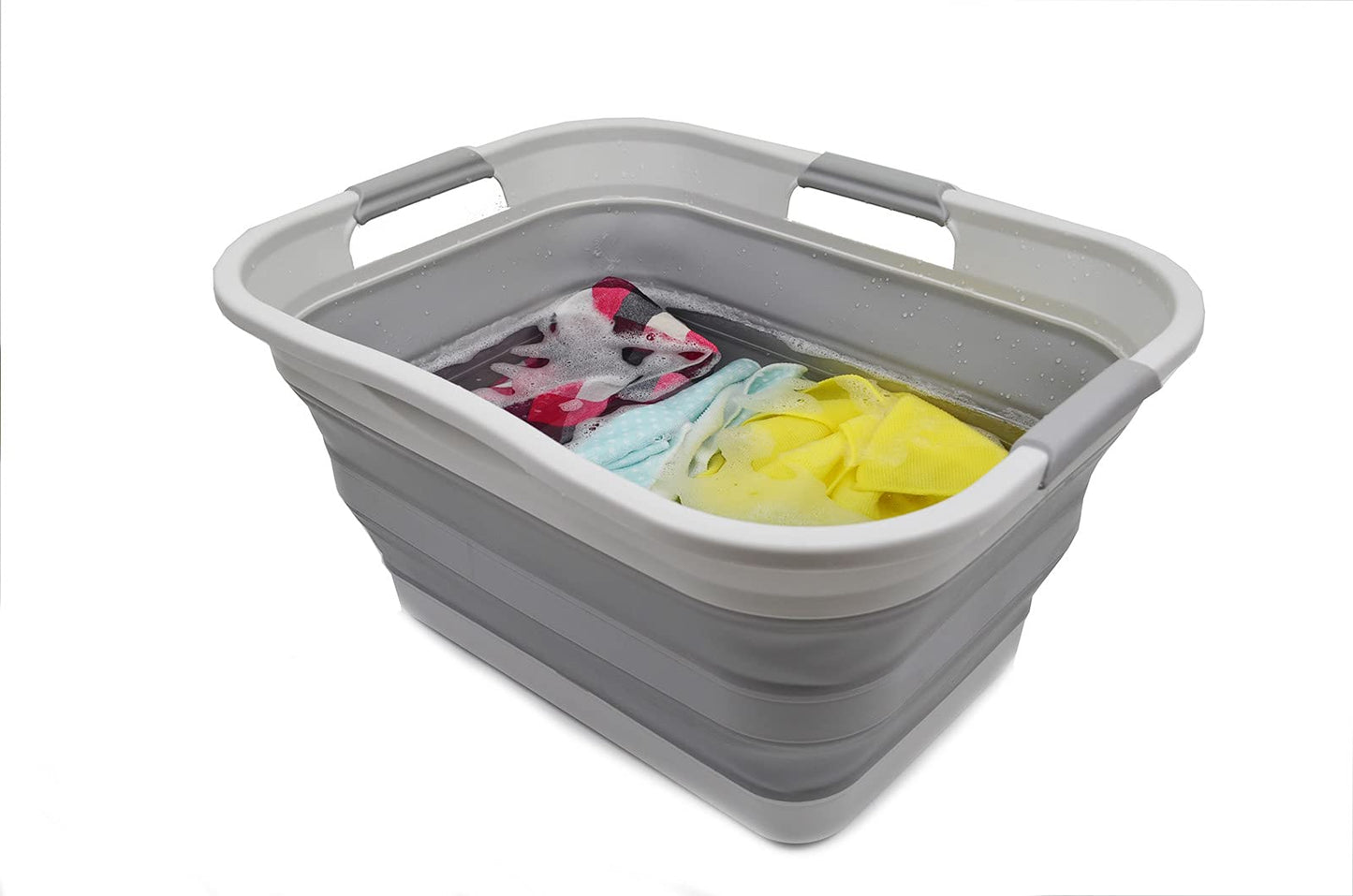 SAMMART 29L(7.6 gallon) Collapsible Plastic Laundry Basket - Foldable Pop Up Storage Container/Organizer - Portable Washing Tub - Space Saving Hamper/Basket - Water Capacity 24L(6.3 gallon)