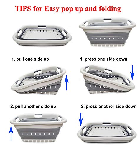 SAMMART Collapsible 3 Handled Plastic Laundry Basket - Foldable Pop Up Storage Container/Organizer - Portable Basket - Space Saving Hamper/Basket