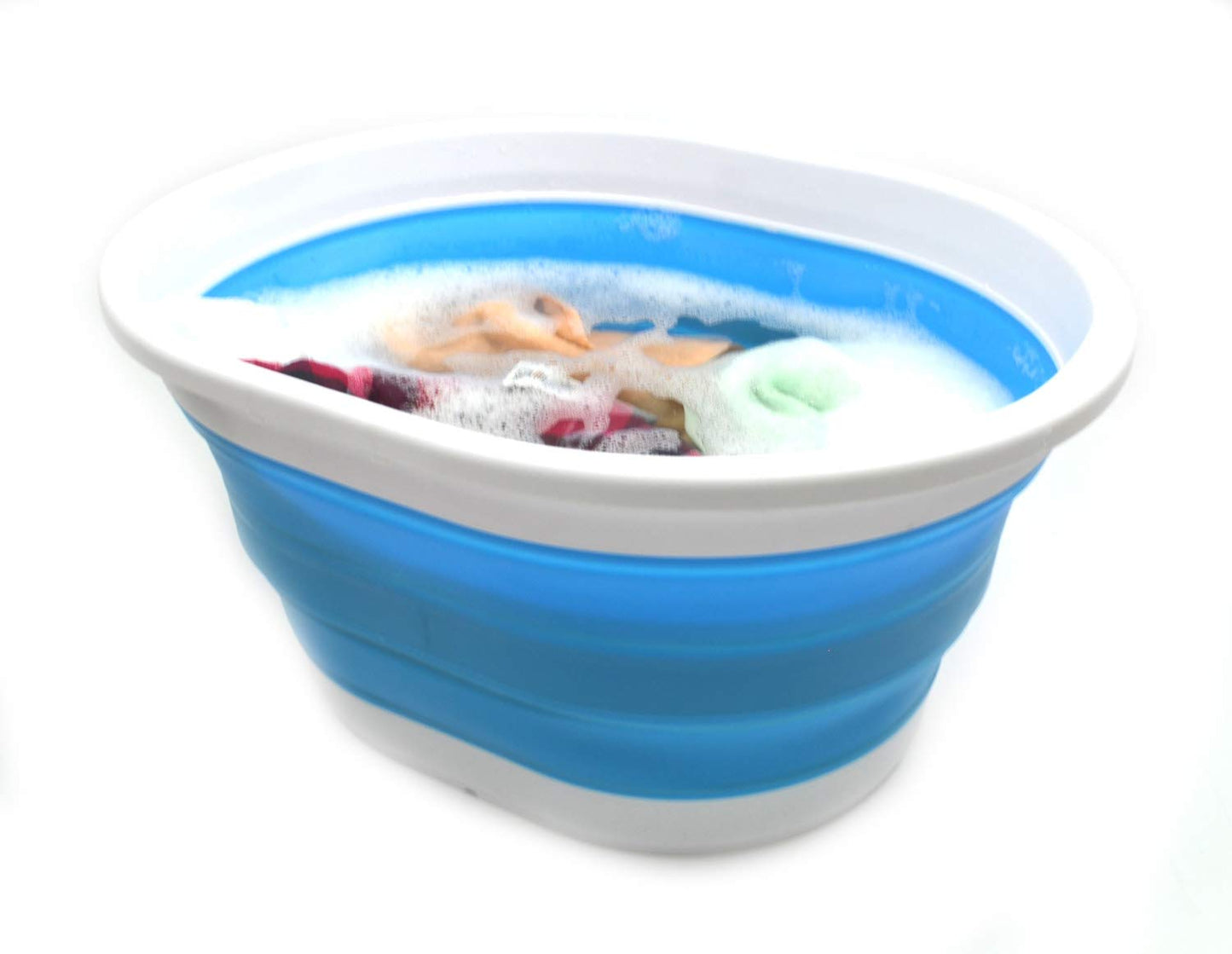 SAMMART 22L (5.8 Gallon) Collapsible Plastic Laundry Basket - Oval Tub/Basket - Foldable Storage Container/Organizer - Portable Washing Tub - Space Saving Laundry Hamper