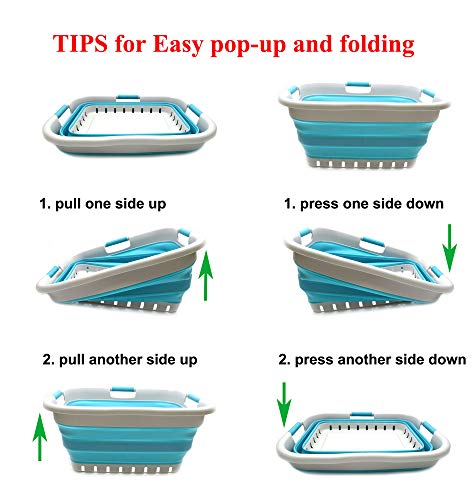 SAMMART 41L (10.8 gallon) Collapsible Plastic Laundry Basket - Foldable Pop Up Storage Container/Organizer - Portable Washing Tub - Space Saving Hamper/Basket