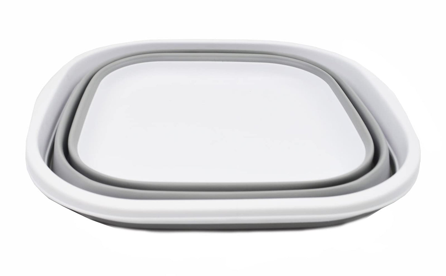 SAMMART Collapsible Tub (10L Collapsible Rectangular Tub (White/Grey))