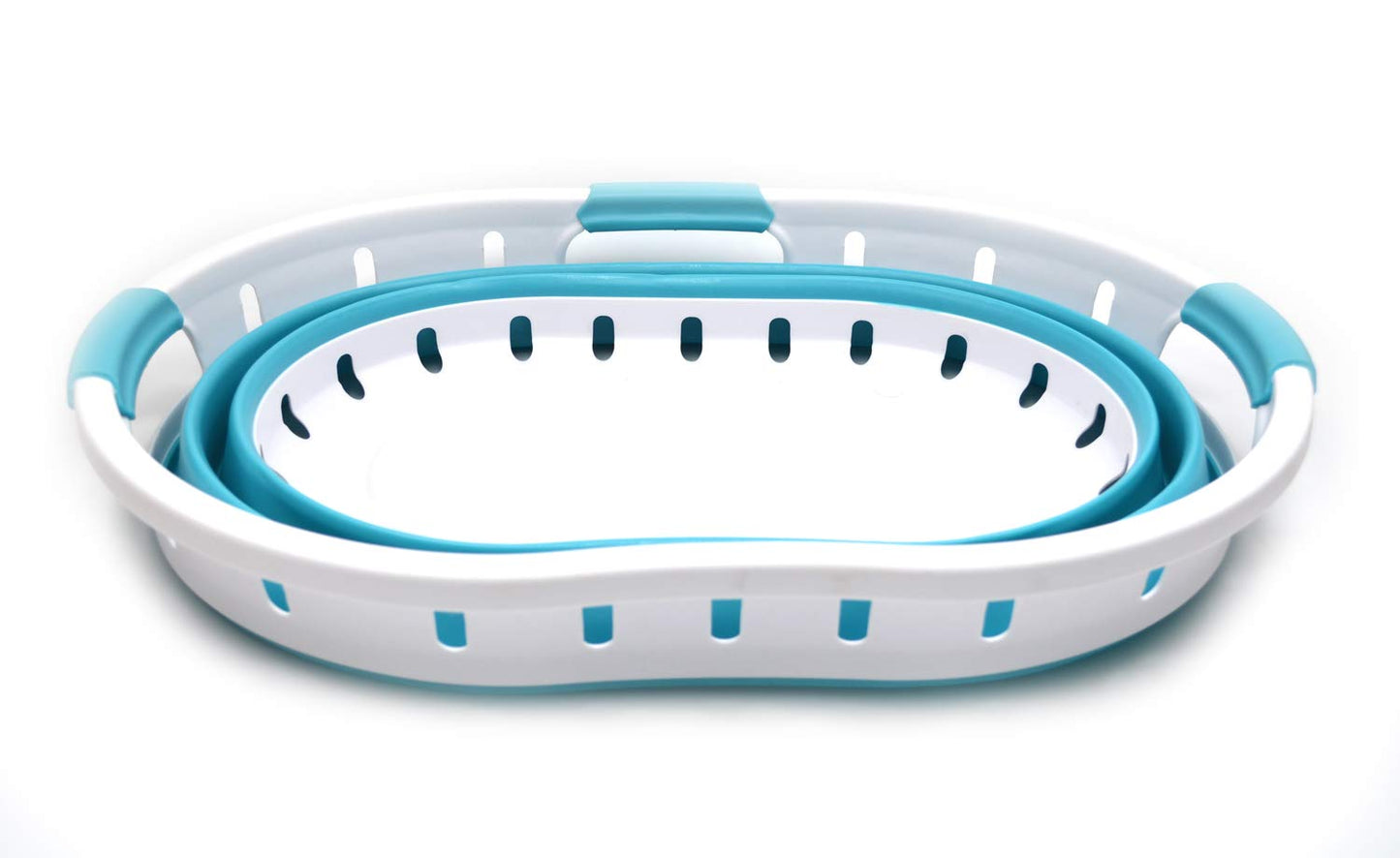 SAMMART 36L (9.5 gallon) Collapsible 3 handled Plastic Laundry Basket - Portable Oval Basket - Foldable Storage Container/Organizer - Space Saving Laundry Hamper