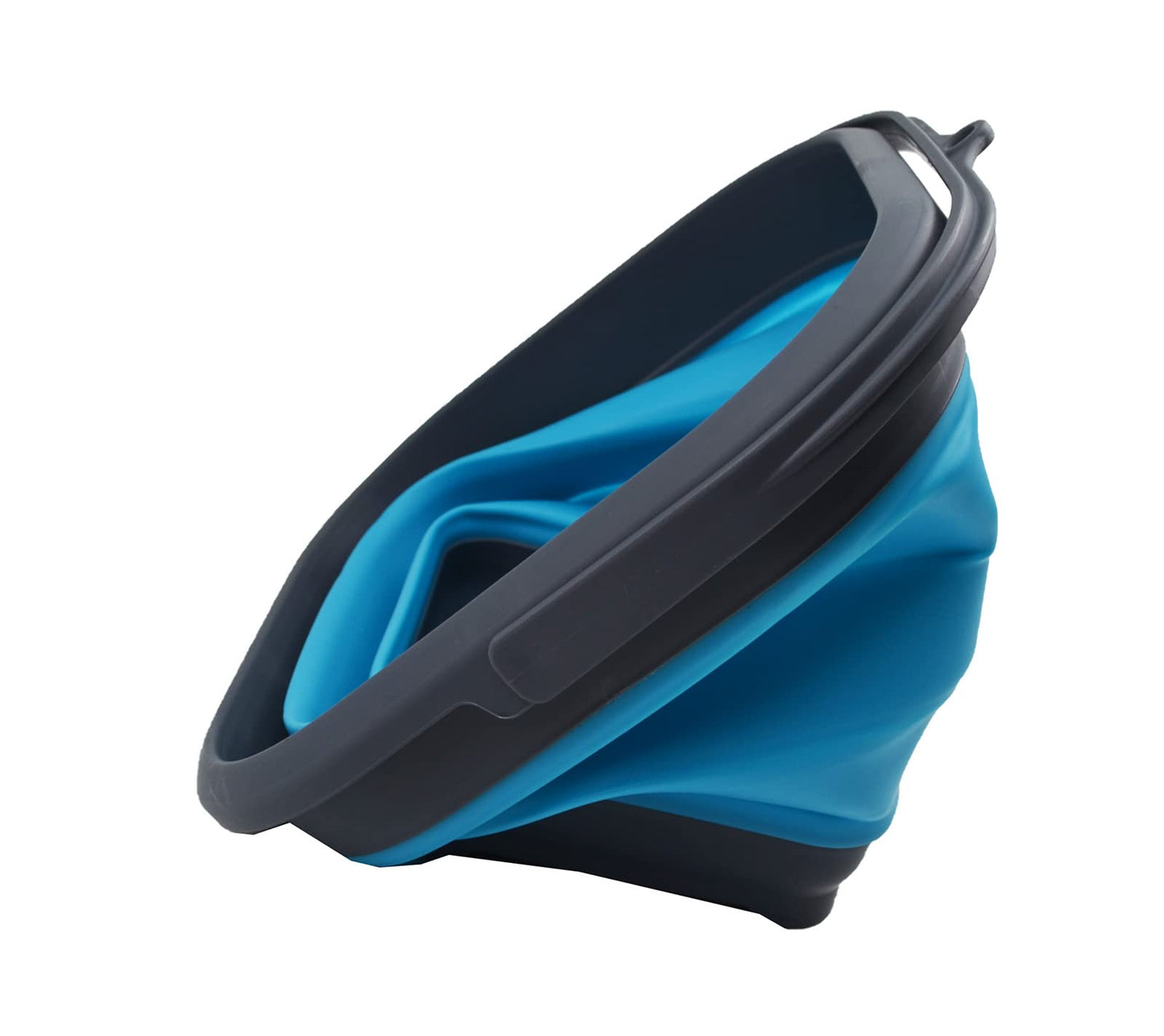 SAMMART Collapsible Plastic Bucket - Foldable Tub - Portable Fishing Water Pail - Space Saving Outdoor Waterpot (Grey/Ocean Blue, 5.5L Square)