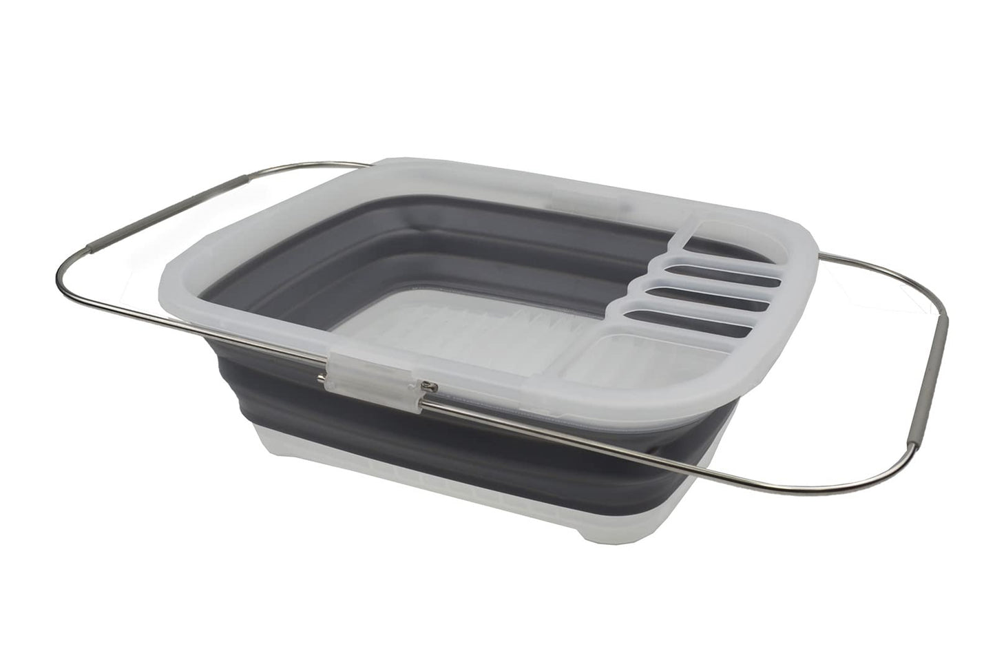 SAMMART 8L (2.11Gallons) Expandable Collapsible Dish Drainer - Foldable Drying Rack - Portable Dinnerware Organizer - Space Saving Kitchen Storage Tray