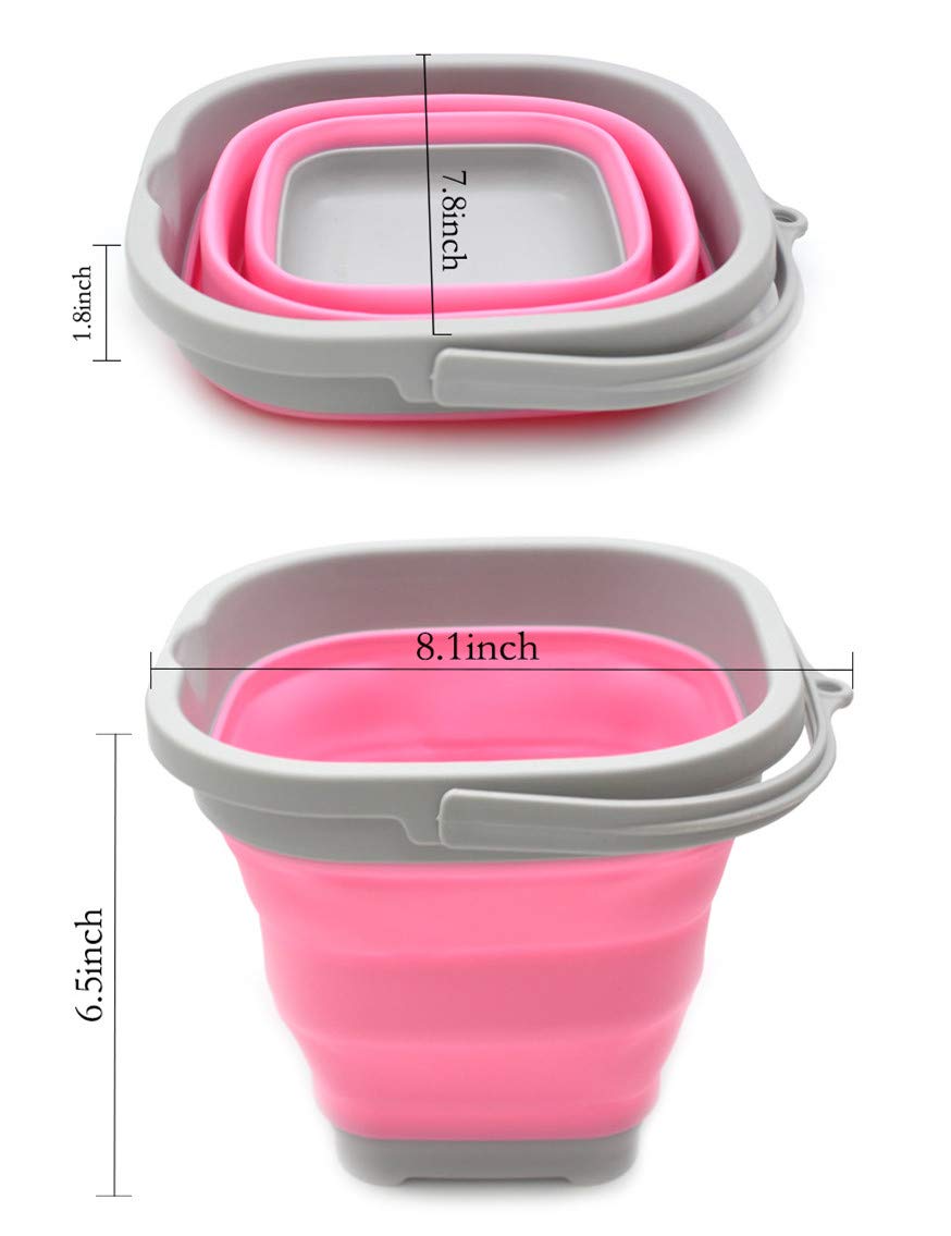 SAMMART 2.6L (0.68 Gallon) Super Mini Sqare Collapsible Plastic Bucket - Foldable Square Tub - Portable Fishing Water Pail - Space Saving Outdoor Waterpot
