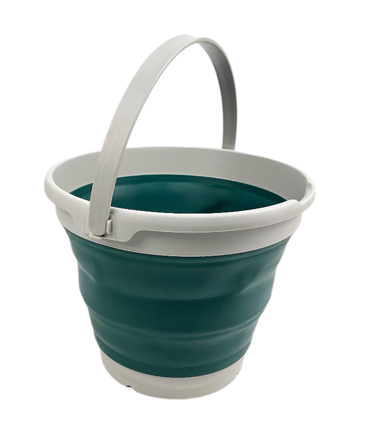 SAMMART Collapsible Plastic Bucket - Foldable Round Tub with Handle - Pop Up Saving (Grey/Jade Crystal, 10L)