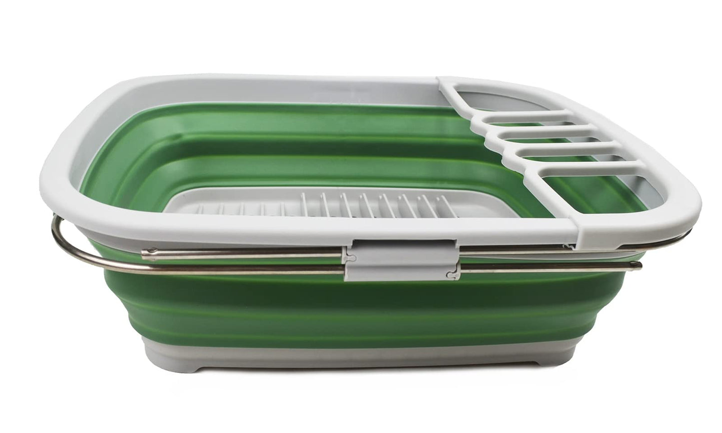 SAMMART 8L (2.11Gallons) Expandable Collapsible Dish Drainer - Foldable Drying Rack - Portable Dinnerware Organizer - Space Saving Kitchen Storage Tray