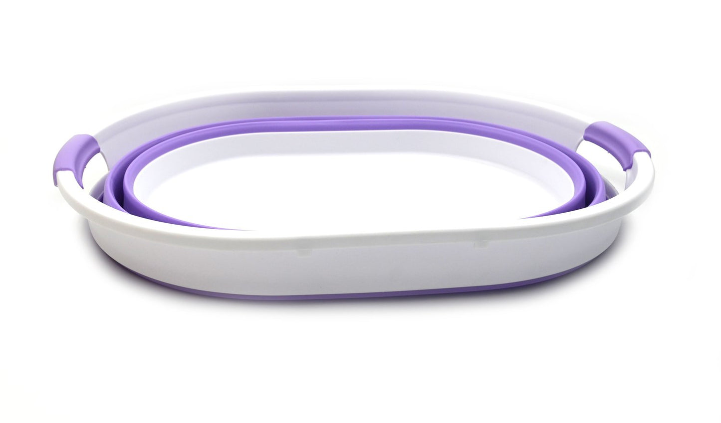 SAMMART 39L(10.3 gallon) Collapsible Plastic Laundry Basket - Oval Tub/Basket - Foldable Storage Container-Portable Washing Tub - Space Saving Laundry Hamper, Water capacity: 30L (7.9 gallon)