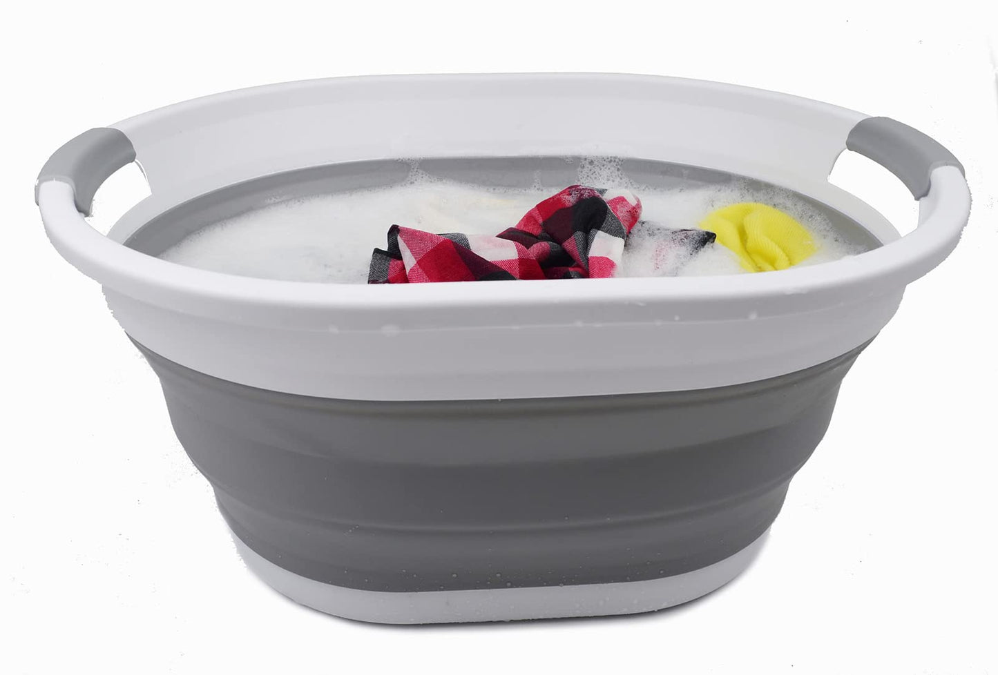 SAMMART 32L (8.4 Gallon) Collapsible Plastic Laundry Basket - Foldable Pop Up Storage Container/Organizer - Portable Washing Tub - Space Saving Hamper, Water Capacity: 24L