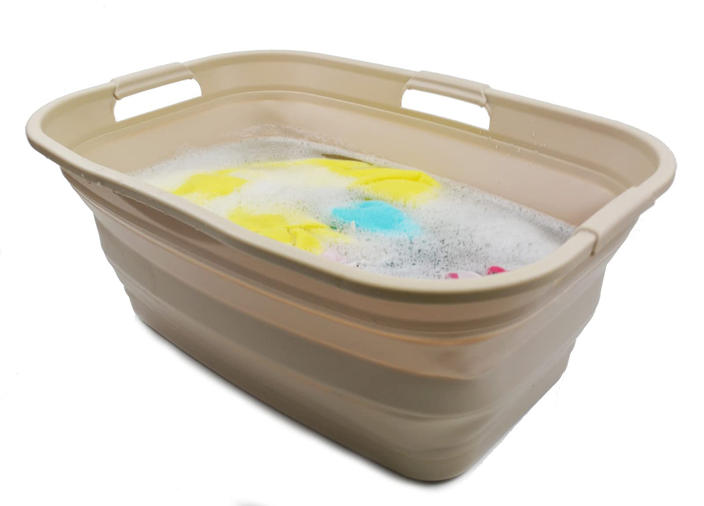 SAMMART 44L (11.6 gallon) Collapsible Plastic Laundry Basket - Foldable Pop Up Storage Container/Organizer - Portable Washing Tub - Space Saving Hamper/Basket, Water Capacity: 35L (9.2 gallon)